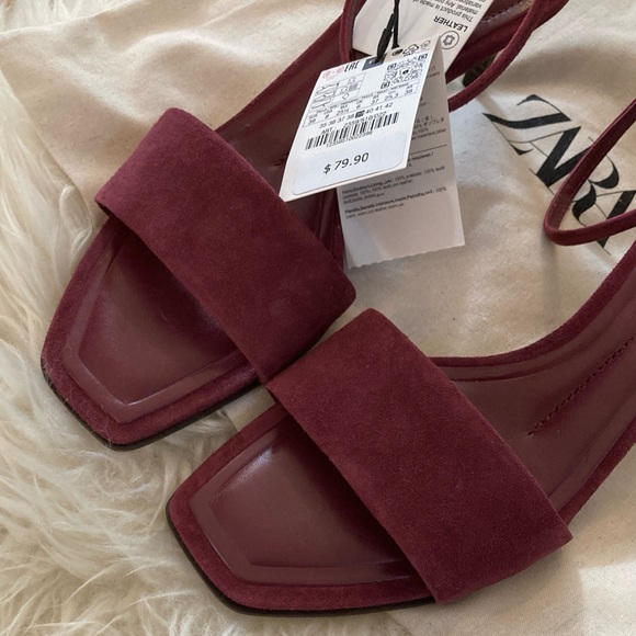 Zara Suede Mid-Heel Ankle Strap Sandals w/Dust Bag - Picture 7 of 15